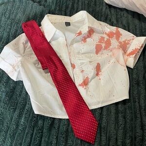 Bloody Costume White Shirt with Red Tie